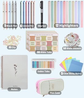 Foto 2 | Foto 2 | Kit De Material De Estudio Bíblico Para Llevar Un Diario Partygalore Con Pestañas Y Bolígrafo - Venta Internacional.