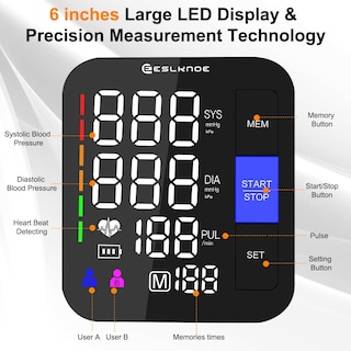 Foto 3 | Foto 3 | Monitor De Presión Arterial Eslknoe Con Manguito Xl De 8-17 Pulgadas Y 12-21 Pulgadas - Venta Internacional.
