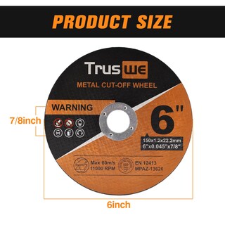 Foto 3 | Foto 3 | Truswe Cut Off Wheels 6 X 1 2 X 22 Mm Paquete De 25 Unidades Para Amoladora Angular - Venta Internacional.