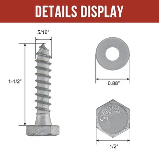Foto 3 | Foto 3 | Tornillos Hromigry Galvanizados Por Inmersión En Caliente De 5/16 X 1.5 Pulgadas (50 Unidades) - Venta Internacional.
