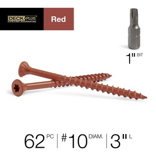 Foto 2 | Foto 2 | Tornillos Para Madera Deck Plus 48432 #10 X 3 Color Rojo Caja De 454 G - Venta Internacional.