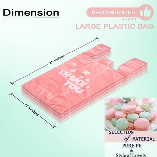 Foto 2 | Foto 2 | Bolsas Tipo Camiseta Yoyo-rain Pink Thank You 11x6x21 Cm 1000 Unidades - Venta Internacional.