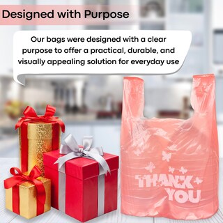Foto 3 | Foto 3 | Bolsas Tipo Camiseta Yoyo-rain Pink Thank You 11x6x21 Cm 1000 Unidades - Venta Internacional.