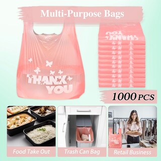 Foto 6 | Foto 6 | Bolsas Tipo Camiseta Yoyo-rain Pink Thank You 11x6x21 Cm 1000 Unidades - Venta Internacional.