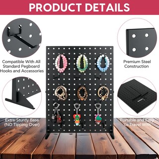 Foto 4 | Foto 4 | Expositor De Madera Perforada Sibrant 2 Unidades Con 30 Ganchos Acero Negro - Venta Internacional.