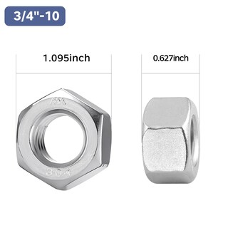 Foto 2 | Foto 2 | Tuerca Hexagonal Bnuok De Acero Inoxidable 304 (18-8) 3/4-10 Paquete De 10 - Venta Internacional.