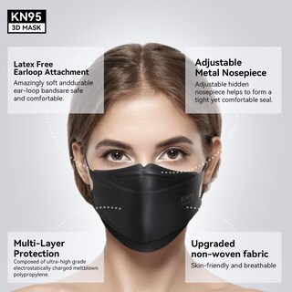 Foto 3 | Foto 3 | Máscaras Faciales Keangs Kn95 Paquete De 50 Unidades Suaves Y Cómodas Negras - Venta Internacional.