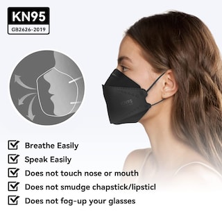 Foto 5 | Foto 5 | Máscaras Faciales Keangs Kn95 Paquete De 50 Unidades Suaves Y Cómodas Negras - Venta Internacional.