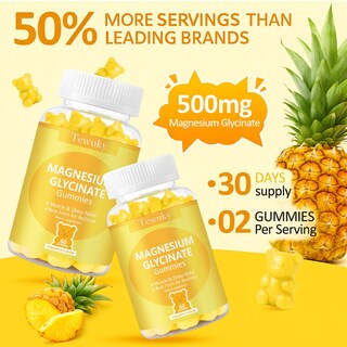 Foto 6 | Foto 6 | Gomitas De Glicinato De Magnesio Tewuky  500 Mg  Sin Azúcar  60 Unidades - Venta Internacional.