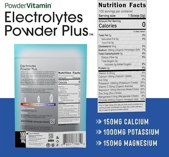 Foto 2 | Foto 2 | Electrolitos En Polvo Powervitamin Sin Sabor 100 Porciones - Venta Internacional.