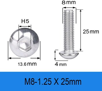 Foto 2 | Foto 2 | Tornillos Metuja M8-1 25 X 25 Mm Con Cabezal De Botón 50 Unidades - Venta Internacional.