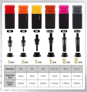 Foto 2 | Foto 2 | Mandril Para Remachar 5/16-18 Con 10 Tuercas Remachables Amjoy - Venta Internacional.