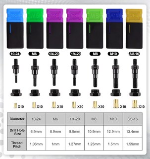 Foto 3 | Foto 3 | Mandril Para Remachar 5/16-18 Con 10 Tuercas Remachables Amjoy - Venta Internacional.