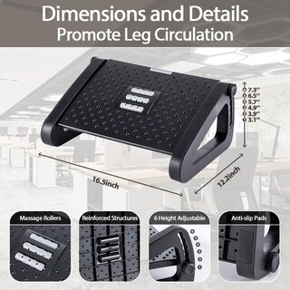 Foto 3 | Foto 3 | Reposapiés Casazenith De Seis Alturas Ajustable Con Masaje Color Negro - Venta Internacional.