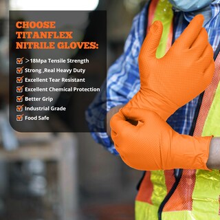 Foto 6 | Foto 6 | Guantes Desechables Titanflex Heavy Duty De Nitrilo Naranja 6 Ml - Venta Internacional.