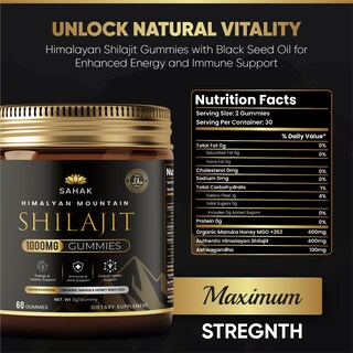 Foto 2 | Foto 2 | Gomitas Shilajit Sahak Orgánicas Del Himalaya Con Ashwagandha 60 Unidades - Venta Internacional.