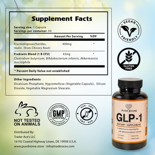 Foto 2 | Foto 2 | Suplemento Probiótico Pure Biome Glp-1 Akkermansia 60 Cápsulas - Venta Internacional.