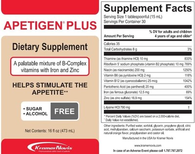 Foto 2 | Foto 2 | Estimulante Líquido Del Apetito Apetigen-plus Para Niños Y Adultos 480 Ml - Venta Internacional.