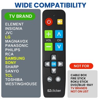 Foto 3 | Foto 3 | Control Remoto De Tv Ezclicker Plus Con Botón Grande Universal Color Verde - Venta Internacional.