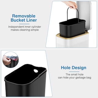 Foto 4 | Foto 4 | Bote De Basura Bethebest De 15 Litros Y 4 Galones Con Tapa De Acero Inoxidable  Color Blanco - Venta Internacional.