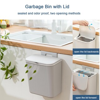 Foto 5 | Foto 5 | Cubo De Compostaje De Cocina Ryhiac De 9 Litros Con Tapa Montado En La Pared Gris - Venta Internacional.
