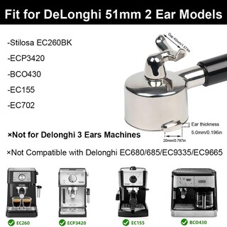 Foto 2 | Foto 2 | Portafiltro Capfei De 51 Mm Con Doble Caño Para Delonghi Ecp3420 - Venta Internacional.