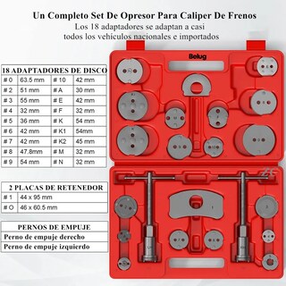 Foto 2 | Foto 2 | Set Opresor Piston Belug Frenos Cambiar Universal 22 Pzas Rojo