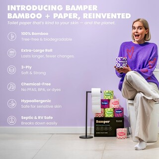 Foto 2 | Foto 2 | Papel Higiénico Bamper 3 Capas 380 Hojas 100% Bambú 12 Rollos - Venta Internacional.