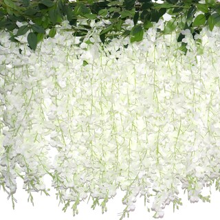 Foto 1 | Foto 1 | Flores Artificiales Zinho Wisteria Para Colgar  60 Ramas  Color Blanco - Venta Internacional.
