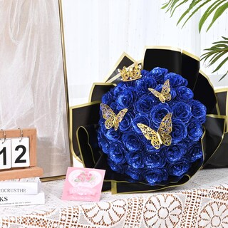 Foto 3 | Foto 3 | Bouquet De Rosas Brillantes Waipfaru Para Hacer Tú Mismo Rosa Azul Falsa 24 Tallos - Venta Internacional.