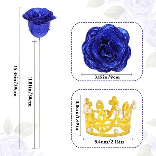 Foto 4 | Foto 4 | Bouquet De Rosas Brillantes Waipfaru Para Hacer Tú Mismo Rosa Azul Falsa 24 Tallos - Venta Internacional.