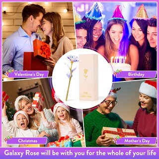 Foto 6 | Foto 6 | Flores Artificiales De Cristal Rosa Con Forma De Galaxia Para Regalo De Cumpleaños De Mamá - Venta Internacional.