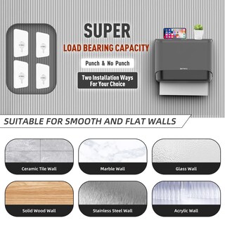 Foto 5 | Foto 5 | Dispensador De Toallas De Papel Bertreno  Soporte De Pared  Pliegue Múltiple  Gris - Venta Internacional.