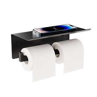 Foto 1 | Foto 1 | Soporte Doble Para Papel Higiénico Freshglow Con Estante Negro Mate - Venta Internacional.