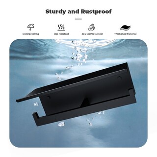 Foto 5 | Foto 5 | Soporte Doble Para Papel Higiénico Freshglow Con Estante Negro Mate - Venta Internacional.