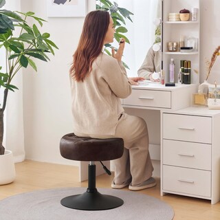 Foto 4 | Foto 4 | Taburete Otomano Para Maquillaje Giratorio Con Mechones De Mediados De Siglo - Venta Internacional.