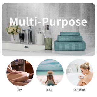 Foto 5 | Foto 5 | Toallas Microfi De Microfibra Para Baño Con Gofres 3 Piezas De Gran Tamaño - Venta Internacional.