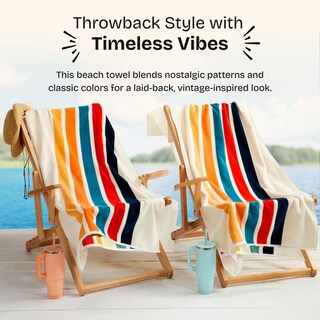 Foto 2 | Foto 2 | Toalla De Playa Loon & Lake Luxury Retro Stripes  100% Algodón - Venta Internacional.