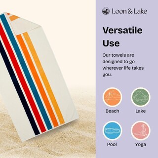 Foto 4 | Foto 4 | Toalla De Playa Loon & Lake Luxury Retro Stripes 100% Algodón - Venta Internacional.