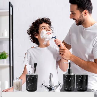 Foto 7 | Foto 7 | Set De Accesorios De Baño Xlhomo Black Marble Con Papelera - Venta Internacional.