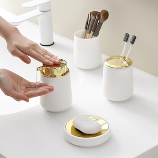 Foto 2 | Foto 2 | Set De Accesorios De Baño Yaukph Blanco/dorado 4 Piezas - Venta Internacional.