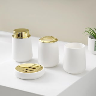 Foto 5 | Foto 5 | Set De Accesorios De Baño Yaukph Blanco/dorado 4 Piezas - Venta Internacional.