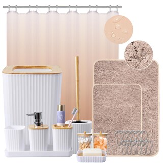 Foto 1 | Foto 1 | Set De Baño Xlhomo Blanco Y Dorado Con Cortina De Ducha 24 Unidades - Venta Internacional.