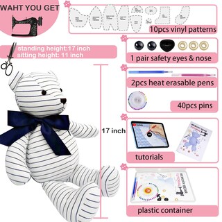 Foto 3 | Foto 3 | Patrones De Costura Memory Bear Tamaño Grande 17 Pulgadas Con Kit - Venta Internacional.
