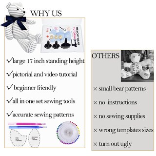 Foto 5 | Foto 5 | Patrones De Costura Memory Bear Tamaño Grande 17 Pulgadas Con Kit - Venta Internacional.