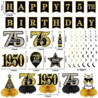Foto 2 | Foto 2 | Decoraciones De Cumpleaños Zirtorei 75th Vintage 1950 21 Piezas - Venta Internacional.