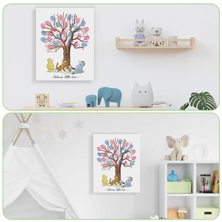 Foto 5 | Foto 5 | Libro De Visitas Para Baby Shower Con Revelación De Género Árbol De Huellas Dactilares De Azbuk - Venta Internacional.