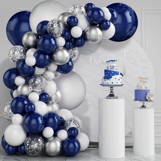 Foto 1 | Foto 1 | Kit De Guirnaldas Con Globos Diseño De Confeti Azul Marino Y Plateado - Venta Internacional.