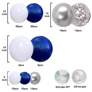 Foto 3 | Foto 3 | Kit De Guirnaldas Con Globos Diseño De Confeti Azul Marino Y Plateado - Venta Internacional.