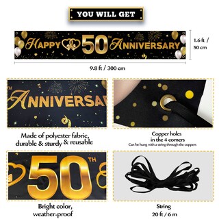 Foto 2 | Foto 2 | Banderín Para Aniversario De Vicycaty 50 Bodas Dorado 3 X 0 5 M - Venta Internacional.
